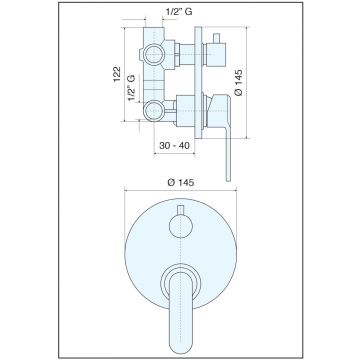 Смеситель встраиваемый Emmevi (Эммеви) Nefer, с дивертером на 3 выхода, хром, 77029/CR