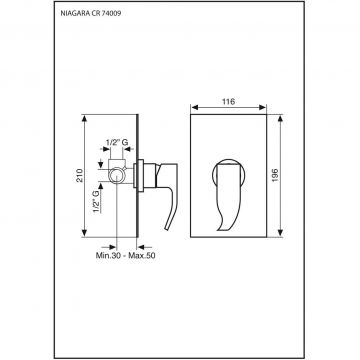 Смеситель однорычажный Emmevi (Эммеви) Niagara, встраиваемый для душа, хром, 74009/CR