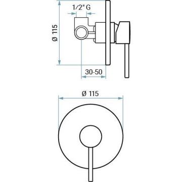 Смеситель однорычажный Emmevi (Эммеви) Piper, встраиваемый, для душа, черный матовый, 45009/NEO