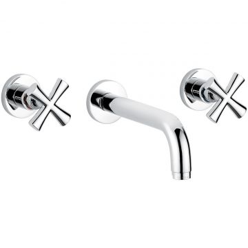 Смеситель встраиваемый в стену Emmevi (Эммеви) Spirit New, двухвентильный, излив 20 см, на 3 отверстия, без донного клапана, брашированное золото, 31155/ORS