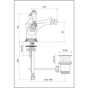Смеситель для биде Emmevi (Эммеви) The One, с прозрачными кристаллами Swarovski, хром, 98004LCSW/CR