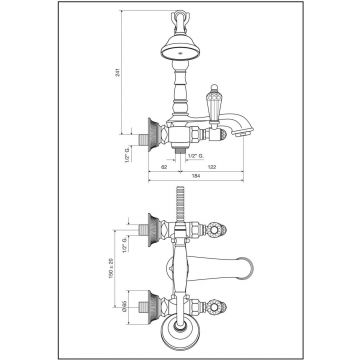 Смеситель Emmevi (Эммеви) The One Atena, с ручным душем для ванны, черные кристаллы Swarovski, бронза, 98011LCSWNE/BR