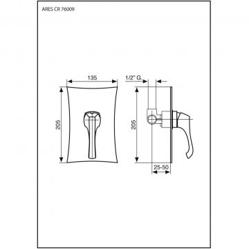 Смеситель Emmevi (Эммеви) Ares, встраиваемый в стену, однорычажный, белый матовый, 76009/BIO