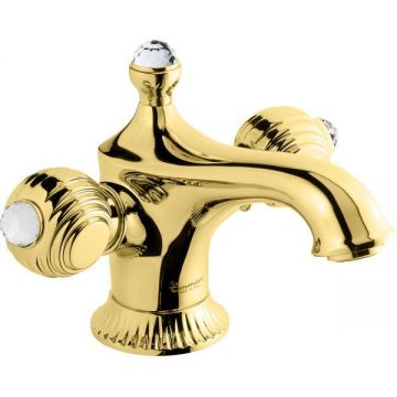 Смеситель Emmevi (Эммеви) The One Cloe, металлические ручки + прозрачные кристаллы Swarovski, золото, 98003SW/OR