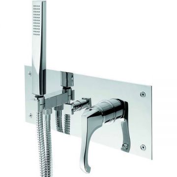 Смеситель для душа Emmevi (Эммеви) Ares, встраиваемый в стену однорычажный на 2 выхода, с панелью и набором для душа, цвет хром 76059/CR