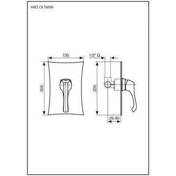 Смеситель для душа Emmevi (Эммеви) Ares, встраиваемый в стену однорычажный, цвет брашированное золото 76009/ORS