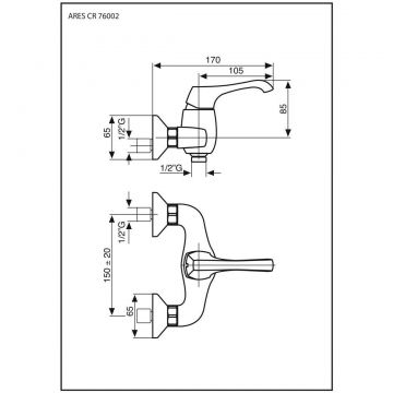 смеситель для душа Emmevi (Эммеви) Ares, однорычажный, без набора для душа, цвет брашированное золото 76002/ORS