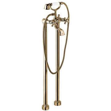 Смеситель для ванны Emmevi Deco Classic, двухвентильный напольный (излив 12 см), с набором для душа, цвет бронза 1201128/BR
