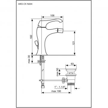Смеситель однорычажный Emmevi (Эммеви) Ares, с донным клапаном, белый матовый, 76004/BIO