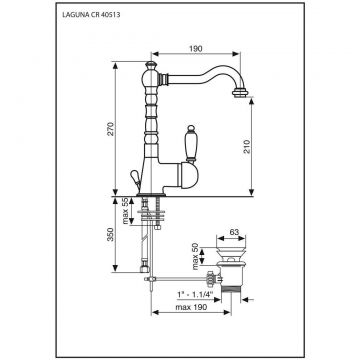 Смеситель для раковины Emmevi (Эммеви) Laguna, однорычажный (излив 19 см), с донным клапаном, цвет бронза 40513/BR