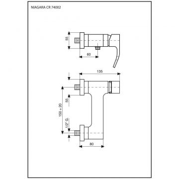 Смеситель для душа Emmevi (Эммеви) Niagara, однорычажный без набора для душа, цвет хром 74002/CR