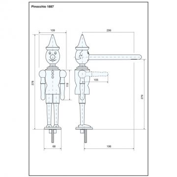 Смеситель для кухни Emmevi (Эммеви) Pinocchio, двухрычажный (излив 20,6 см), без донного клапана, цвет дерево 1887/LC