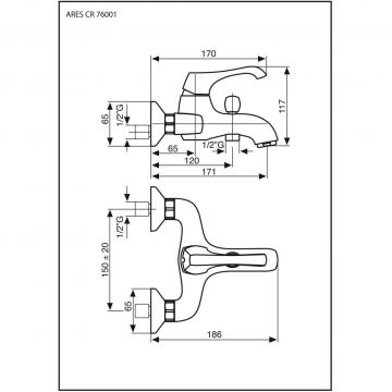 Смеситель однорычажный Emmevi (Эммеви) Ares, излив 17,1 см, без набора для душа, хром, 76001/CR