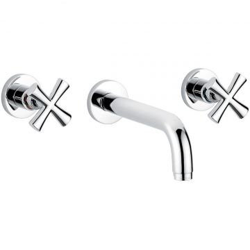 Смеситель для раковины Emmevi (Эммеви) Spirit New, встраиваемый в стену двухвентильный на 3 отверстия, без донного клапана, цвет золото 31155/OR