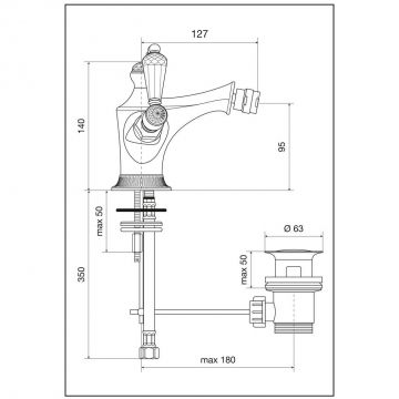 Смеситель для биде Emmevi (Эммеви) The One Atena, черные кристаллы Swarovski, цвет хром 98004LCSWNE/CR