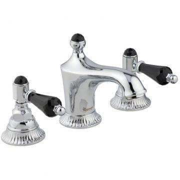 Смеситель для раковины Emmevi The One Atena, на 3 отверстия, черные кристаллы Swarovski, цвет золото 98033LCSWNE/OR