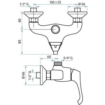 Смеситель однорычажный Emmevi (Эммеви) Ares, с подключением для колонны, бронза, 76002C/BR