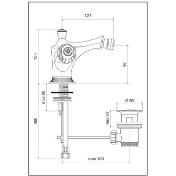Смеситель для биде Emmevi (Эммеви) The One Cloe, с донным клапаном, металлические ручки, цвет хром 98004/CR