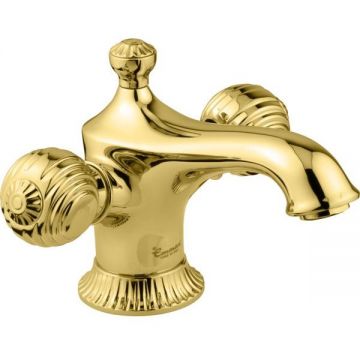 Смеситель для раковины Emmevi (Эммеви) The One Cloe, с донным клапаном, металлические ручки, цвет золото 98003/OR