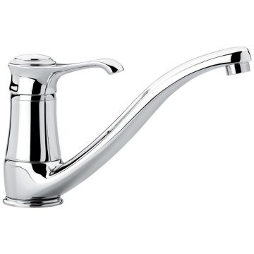 Смеситель для кухни Emmevi (Эммеви) Tiffany, с поворотным изливом, цвет белый матовый-хром 6095/BIO