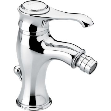 Смеситель для биде Emmevi (Эммеви) Tiffany, однорычажный с донным клапаном, цвет белый матовый-хром 6004/BIO