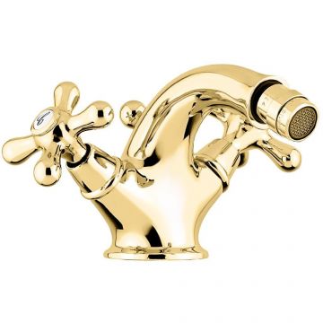 Смеситель для биде Emmevi (Эммеви) Deco Classic, двухвентильный, с донным клапаном, золото, 12014/OR