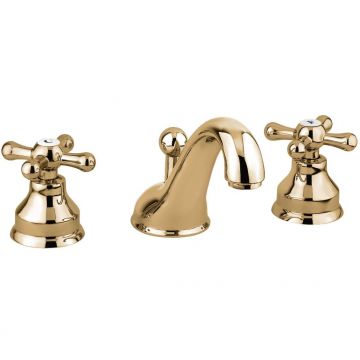 Смеситель Emmevi Deco Classic, двухвентильный, излив 13 см, на 3 отверстия, с донным клапаном, бронза, 12033/BR