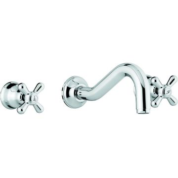 Смеситель Emmevi (Эммеви) Deco Classic, настенный для кухни, белый-золото, 12055/BO