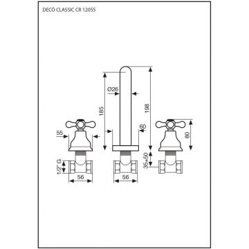 Смеситель Emmevi (Эммеви) Deco Classic, настенный для кухни, белый-золото, 12055/BO