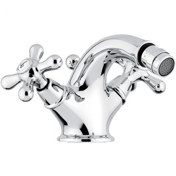 Смеситель Emmevi Deco Classic, с донным клапаном для биде, белый-хром, 12014/BC