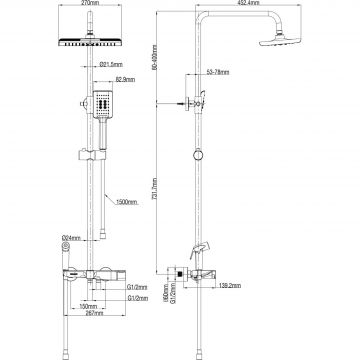 Душевая система с термостатом Wonzon and Woghand (Вонзон И Вогханд) , Темный графит WW-B3310-BGG