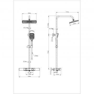 Душевая система с термостатом Wonzon and Woghand (Вонзон И Вогханд) , Брашированное золото WW-B3552-BG
