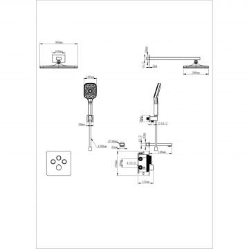 Душевая система с термостатом встраиваемая Wonzon and Woghand (Вонзон И Вогханд) , Черный матовый WW-B4005-MB