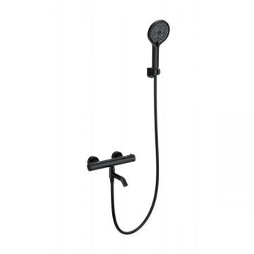 Смеситель для ванны с душем и термостатом Wonzon and Woghand (Вонзон И Вогханд) , Черный матовый WW-B2065-A1-MB