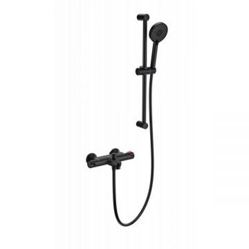 Смеситель для ванны с душевым гарнитуром и термостатом Wonzon and Woghand (Вонзон И Вогханд) , Черный матовый WW-C2001-A-MB