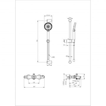 Смеситель для ванны с душевым гарнитуром и термостатом Wonzon and Woghand (Вонзон И Вогханд) , Черный матовый WW-C2001-A-MB
