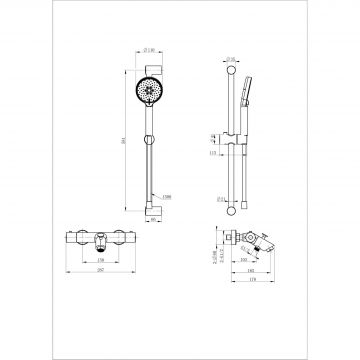 Смеситель для ванны с душевым гарнитуром и термостатом Wonzon and Woghand (Вонзон И Вогханд) , Хром WW-C2002-A-CR