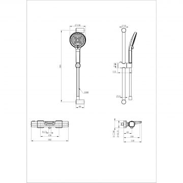 Смеситель для ванны с душевым гарнитуром и термостатом Wonzon and Woghand (Вонзон И Вогханд) , Хром WW-C2017-A-CR