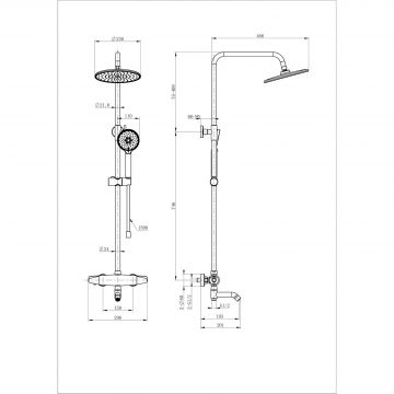 Душевая система с термостатом Wonzon and Woghand (Вонзон И Вогханд) , Темный графит WW-B3031-A3-BGG