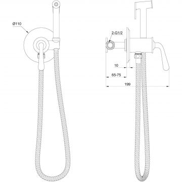 Смеситель с гигиеническим душем встраиваемый Wonzon and Woghand (Вонзон И Вогханд) , Брашированное золото WW-88829008-BG