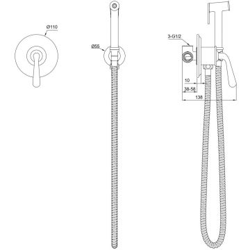 Смеситель с гигиеническим душем встраиваемый Wonzon and Woghand (Вонзон И Вогханд) , Хром WW-88849008-CR