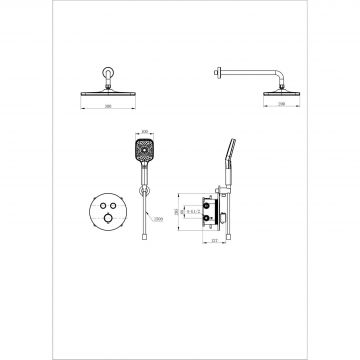 Душевая система с термостатом встраиваемая Wonzon and Woghand (Вонзон И Вогханд) , Хром WW-D2017-A-CR