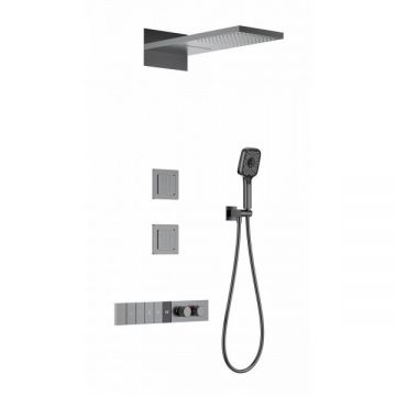 Душевая система с термостатом встраиваемая Wonzon and Woghand (Вонзон И Вогханд) , Темный графит WW-D4538-A-BGG