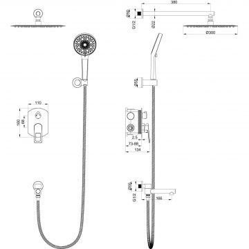 Душевая система встраиваемая Wonzon and Woghand (Вонзон И Вогханд) , Черный матовый WW-88939010-MB