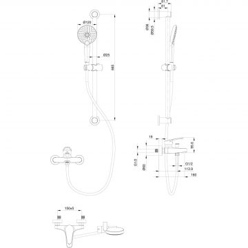 Смеситель для ванны с душевым гарнитуром Wonzon and Woghand (Вонзон И Вогханд) , Темный графит WW-C2501-BGG