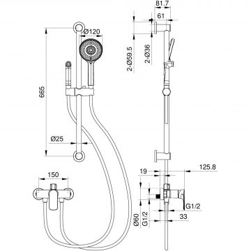 Смеситель для душа с гарнитуром Wonzon and Woghand (Вонзон И Вогханд) , Белый матовый WW-A4888-MW