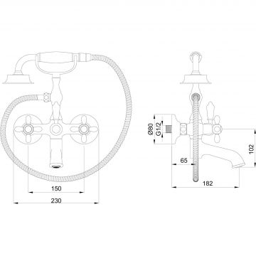 Смеситель для ванны с душем Wonzon and Woghand (Вонзон И Вогханд) , Темный графит WW-88639020-BGM