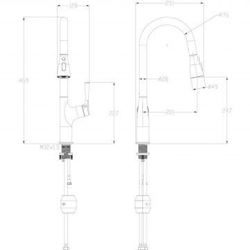 Смеситель для кухни с выдвижным изливом Wonzon and Woghand (Вонзон И Вогханд) , Черный матовый WW-AE54123-MB