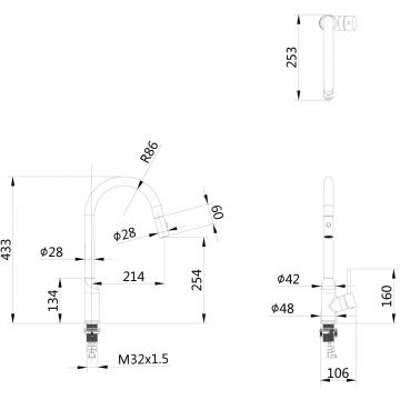 Смеситель для кухни с выдвижным изливом Wonzon and Woghand (Вонзон И Вогханд) , Брашированное золото WW-A21252-BG