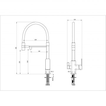 Смеситель для кухни с гибким изливом и подключением фильтра Wonzon and Woghand (Вонзон И Вогханд) , Хром WW-88458012-CR
